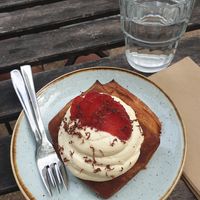 Strawberry cloud made with sourdough at Kaf in Copenhagen