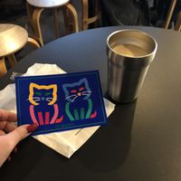 A latte, I asked for the big mug ☕️   at Kaf in Copenhagen