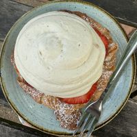 Kaf’s bun with vegan whipped cream  at Kaf in Copenhagen