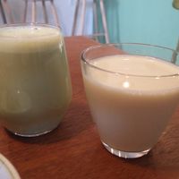 Matcha latte and soya milk at Kaf in Copenhagen