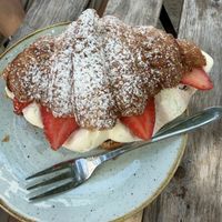 Croissant with strawberries and creamm  at Kaf in Copenhagen
