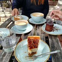 Vegan pecan pie cheese cake + triple chocolate cheese cake +lemon cheese cake at Kaf in Copenhagen