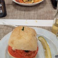 Vegan pasta and caprese sandwich at The Nomad Cafe in Melbourne