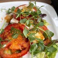 Pesto bread with vegan feta & tomatoes at Blatouch in Prague