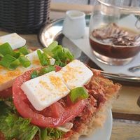 Red pesto and Greek block bread at Blatouch in Prague