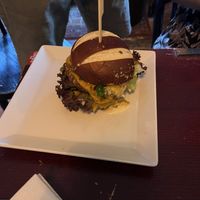 Burger with mango chutney   at Blatouch in Prague