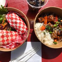 The general tofu and c’est un wrap tofu  at Le Mouton Noir in Val-david