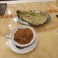 Soy meat & mushroom curry with vegan naan at Milan Nataraj in Tokyo