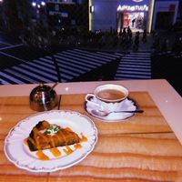 Pumpkin & walnut cake (Vegan) and Soy Chai Tea at Milan Nataraj in Tokyo