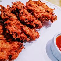 Onion pakora at Milan Nataraj in Tokyo