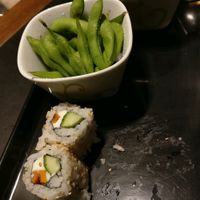 ate everything else before I remembered my camera. edamame and vegan cream cheese and sweet potato sushi  at MakiMaki Sushi Green in Osnabruck