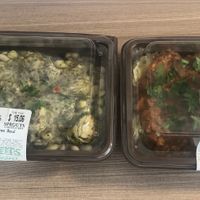 Urban goddess bowl with veggies, pesto, and beans. Spaghetti squash lentil bolognese with cashew ricotta.  at Sprouts Farmers Market in Cumming