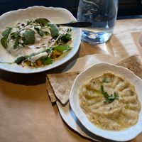 Baked cauliflower and baba ganoush  at Baba Ghanoush Falafel Shop in Athens
