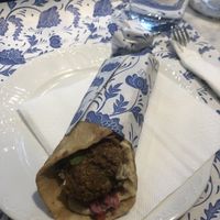 The falafel wrap with hummus  at Baba Ghanoush Falafel Shop in Athens