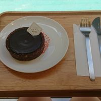 Rich and creamy chocolate tart with crumbly crust. at Vegan Heaven in Taipei