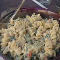 Pasta with vegetables and soya cuisine (vegan) at Maria Portuguesa Tapas in Coimbra