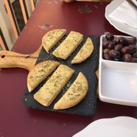 Bolo do caco/ Aceitunas at Maria Portuguesa Tapas in Coimbra