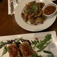 Bruschetta and crispy potatoe skins to start at Tutto Bene in Christchurch