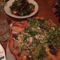 Pizza and salad YUM! at Tutto Bene in Christchurch