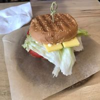 veg cheeseburger  at Vegan Day in Kazan