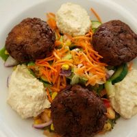 falafel and houmous salad at Phoenix Cafe Bar in Leicester