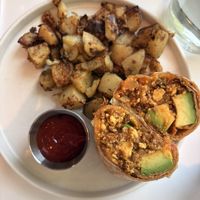 breakfast burrito with picafillo (pea protein)  at Love Life Cafe in Miami