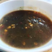 Sancocho soup- hearty vegetable and bean soup at Love Life Cafe in Miami