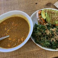 Avocado toast and lentil soup  at Love Life Cafe in Miami