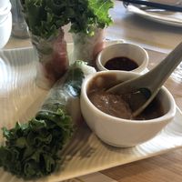 Spring rolls with peanut sauce at Mint & Basil in Milpitas
