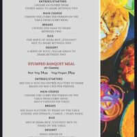 Banquet menu  at Eden Garden Indian Cuisine in South Brisbane