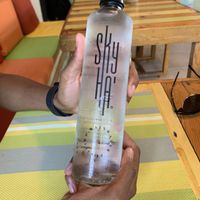 Bottled glass water  at Clorofila in Playa Del Carmen