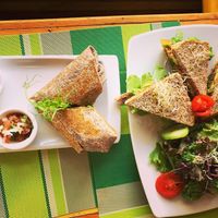 Sandwich and burrito  at Clorofila in Playa Del Carmen