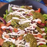 Green burger as a salad at Charlie's Raw Squeeze in Greenslopes