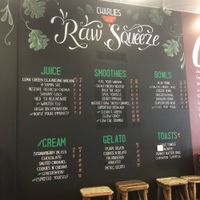 Menu at Charlie's Raw Squeeze in Greenslopes