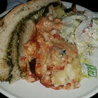 Sea Shepherds Dinner! Delicious, I got Extra of the yummy garlic breads! at KraftWerket Folkekøkken in Valby