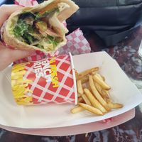 Falafel sandwich and fries 👍👍 at Yassin's Falafel House - Walnut St in Knoxville