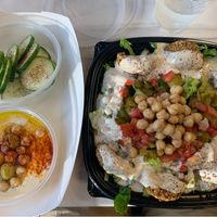 Falafel salad and extra hummus at Yassin's Falafel House - Walnut St in Knoxville