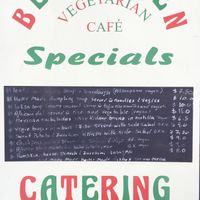 Specials board at Beangreen Vegetarian Cafe in South Yarra