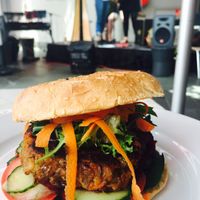 Vegie Burger (vegan) at Beangreen Vegetarian Cafe in South Yarra