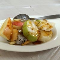 Fruit with a tamarind sauce i think at Cheng Si Jie Thai Private Kitchen 鄭​師姐泰式素食私房菜 in Kowloon