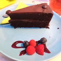 Chocolate cake at Veggiezz - Am Salzgriess in Vienna