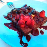 Chocolate brownie at Veggiezz - Am Salzgriess in Vienna