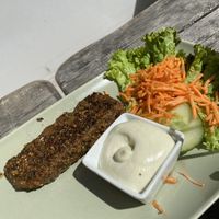 Small seitan steak (7.90 euros)   at Veggiezz - Am Salzgriess in Vienna