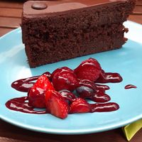 Sachertorte at Veggiezz - Am Salzgriess in Vienna