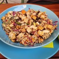 Quinoa salad with extra smoked tofu at Veggiezz - Am Salzgriess in Vienna