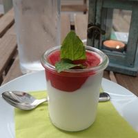 Tofu cream and berries dessert at Veggiezz - Am Salzgriess in Vienna