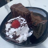 Sachertorte with whipped cream. Could be sweeter for my personal taste, but still tasty!  at Veggiezz - Am Salzgriess in Vienna