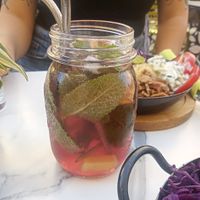Hibiscus, mint and ginger lemonade at Veggiezz - Am Salzgriess in Vienna