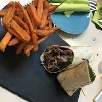 gyros wrap with sweet potato fries at Veggiezz - Am Salzgriess in Vienna