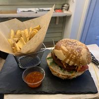 French fries is amazing, and they charge for every single sauce!!! at Veggiezz - Am Salzgriess in Vienna